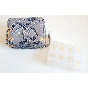 Vera Bradley Travel Pill Organizer Case Floral Print With 7-Day Plastic Pill Box